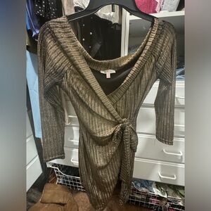 Holiday Gold Wrap Dress